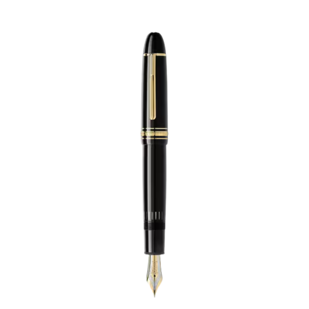 Montblanc Meisterstück 149 Gold-Coated fountain pen with medium nib in black precious resin.
