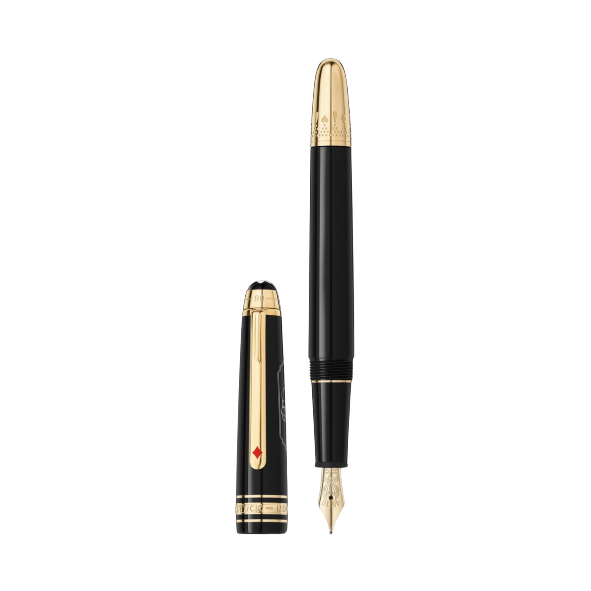 Montblanc Meisterstück Around the World in 80 Days Classique fountain pen shown capped and uncapped.
