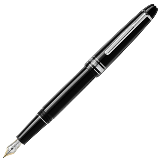 Montblanc Meisterstück Platinum-Coated Classique fountain pen in black precious resin with platinum-coated trim.