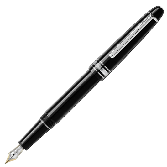 Montblanc Meisterstück Platinum-Coated LeGrand fountain pen in black precious resin with platinum-coated trim.