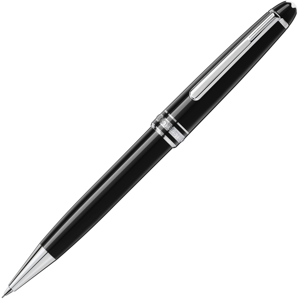 Montblanc Meisterstück Platinum-Coated Classique 0.5mm mechanical pencil in black precious resin with platinum-coated trim.