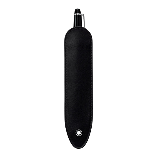 Montblanc Meisterstück black leather pen pouch designed to hold one writing instrument.
