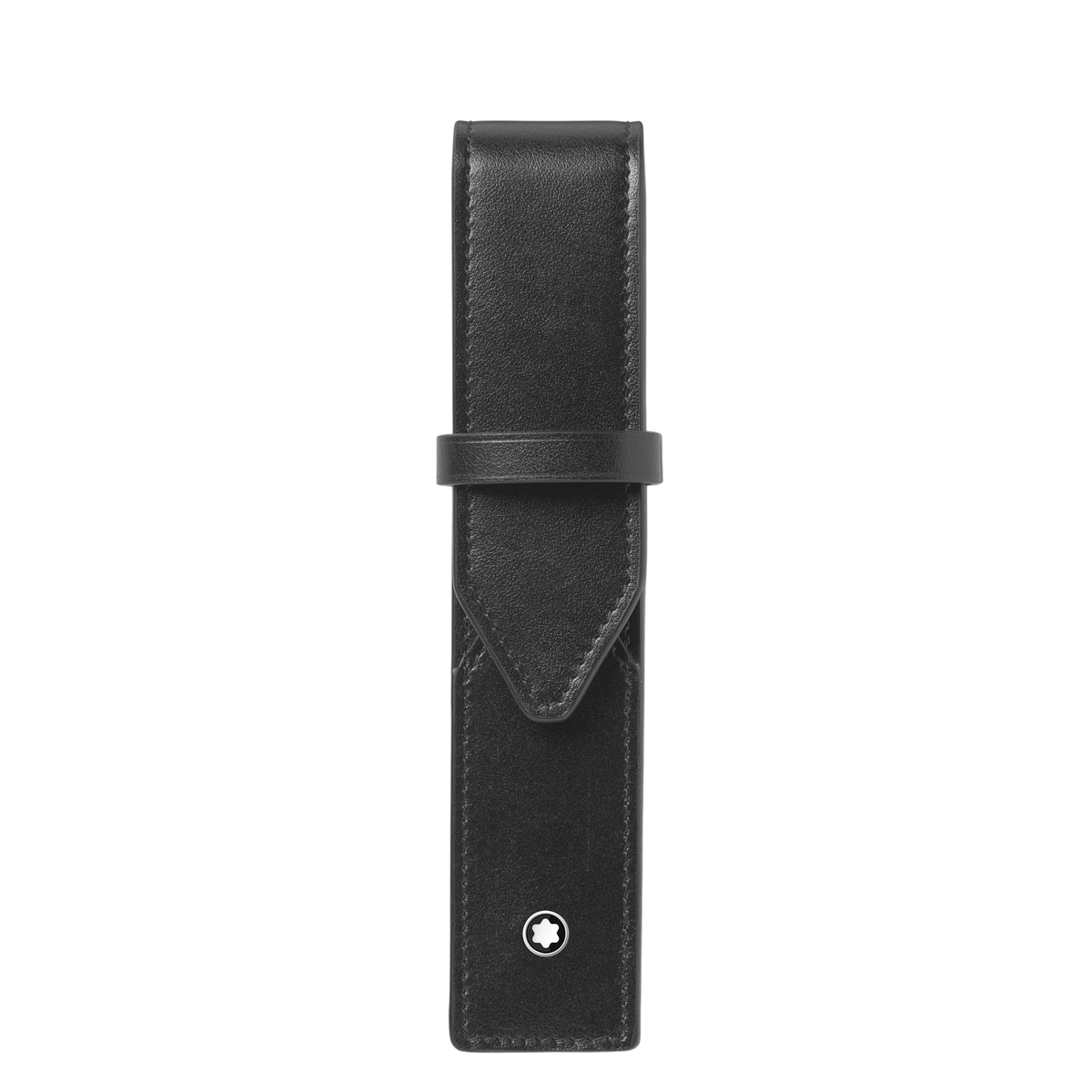 Montblanc Envelope 1 Pen Pouch in black smooth leather with secure envelope-style design.