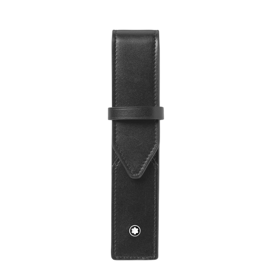 Montblanc Envelope 1 Pen Pouch in black smooth leather with secure envelope-style design.