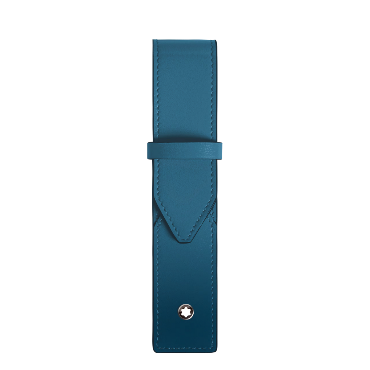 Montblanc Envelope 1 Pen Pouch in blue leather with secure envelope-style design.