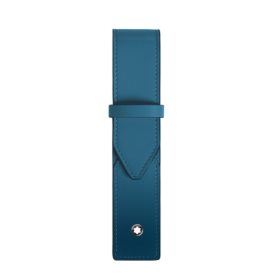 Montblanc Envelope 1 Pen Pouch in blue leather with secure envelope-style design.