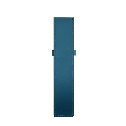 Rear view of the Montblanc Envelope 1 Pen Pouch crafted from smooth blue leather.