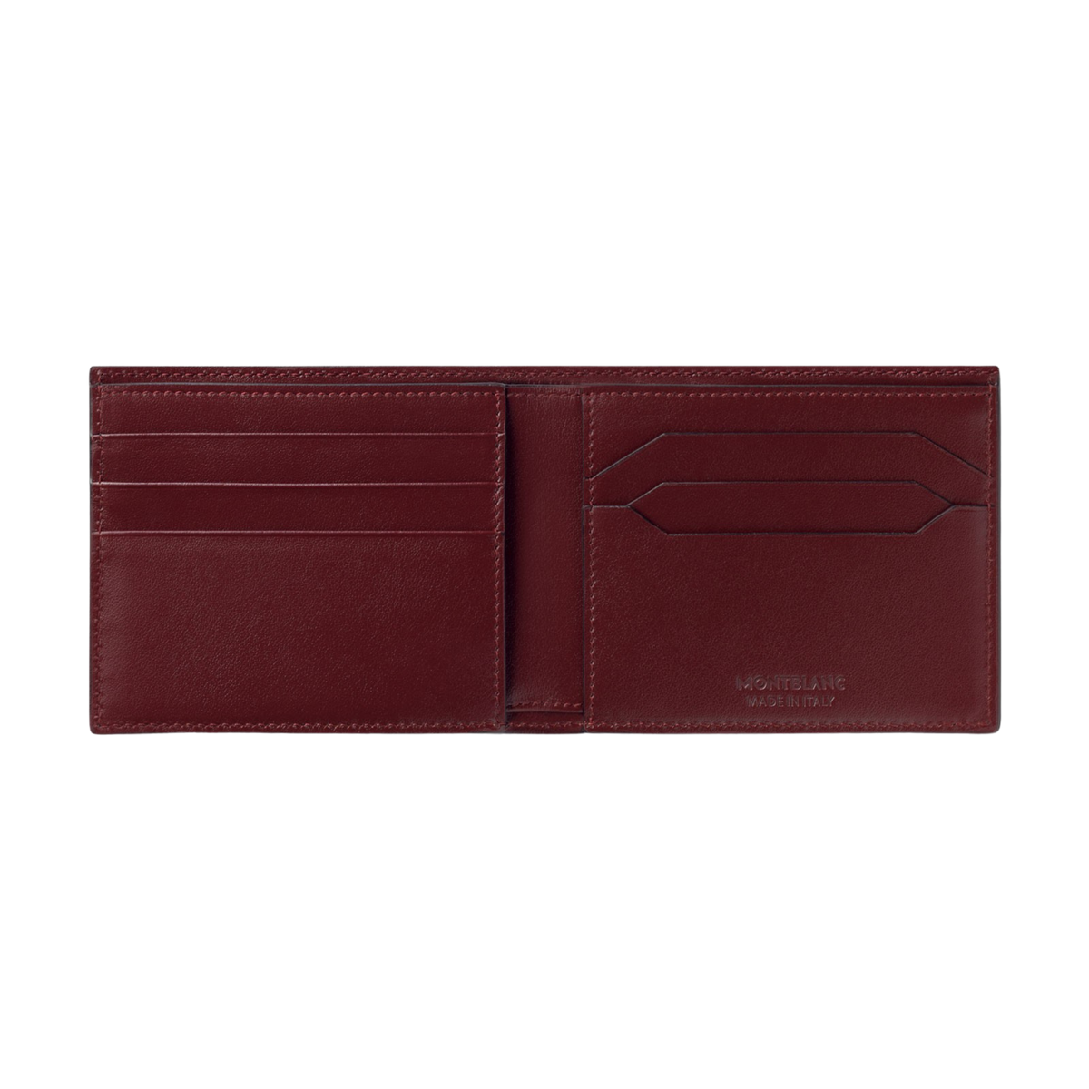 Interior of the Montblanc Meisterstück Wallet 6CC featuring six card slots and a full-length bill compartment.
