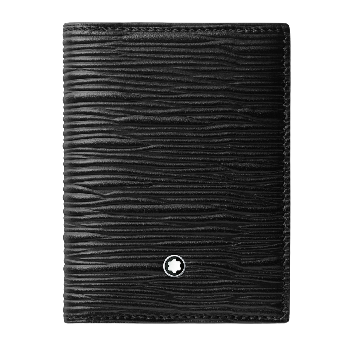 Montblanc Meisterstück 4810 card holder in black leather with Montblanc emblem on the front.