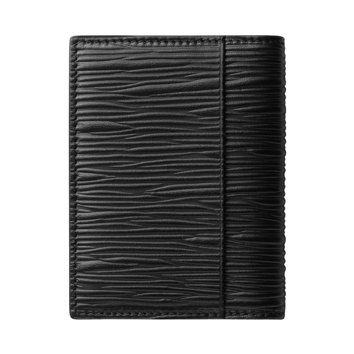 Rear view of the Montblanc black textured leather card holder.