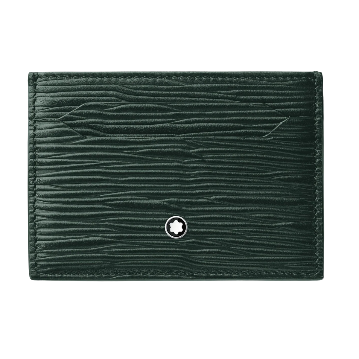 Front View of Montblanc Meisterstück 4810 5CC Card Holder crafted from British Green embossed bovine leather