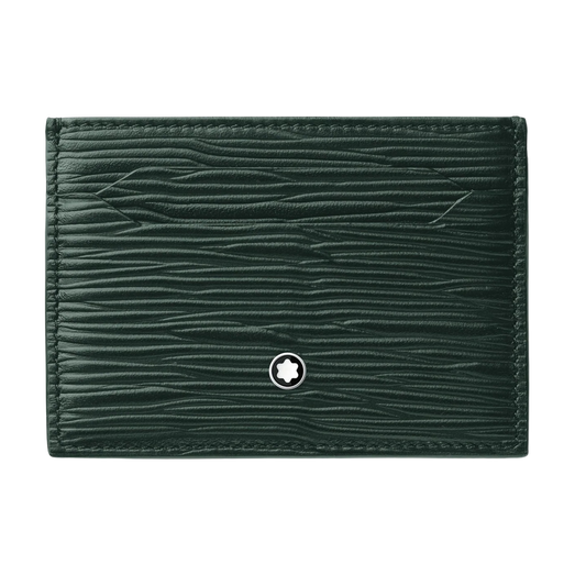  Front View of Montblanc Meisterstück 4810 5CC Card Holder crafted from British Green embossed bovine leather