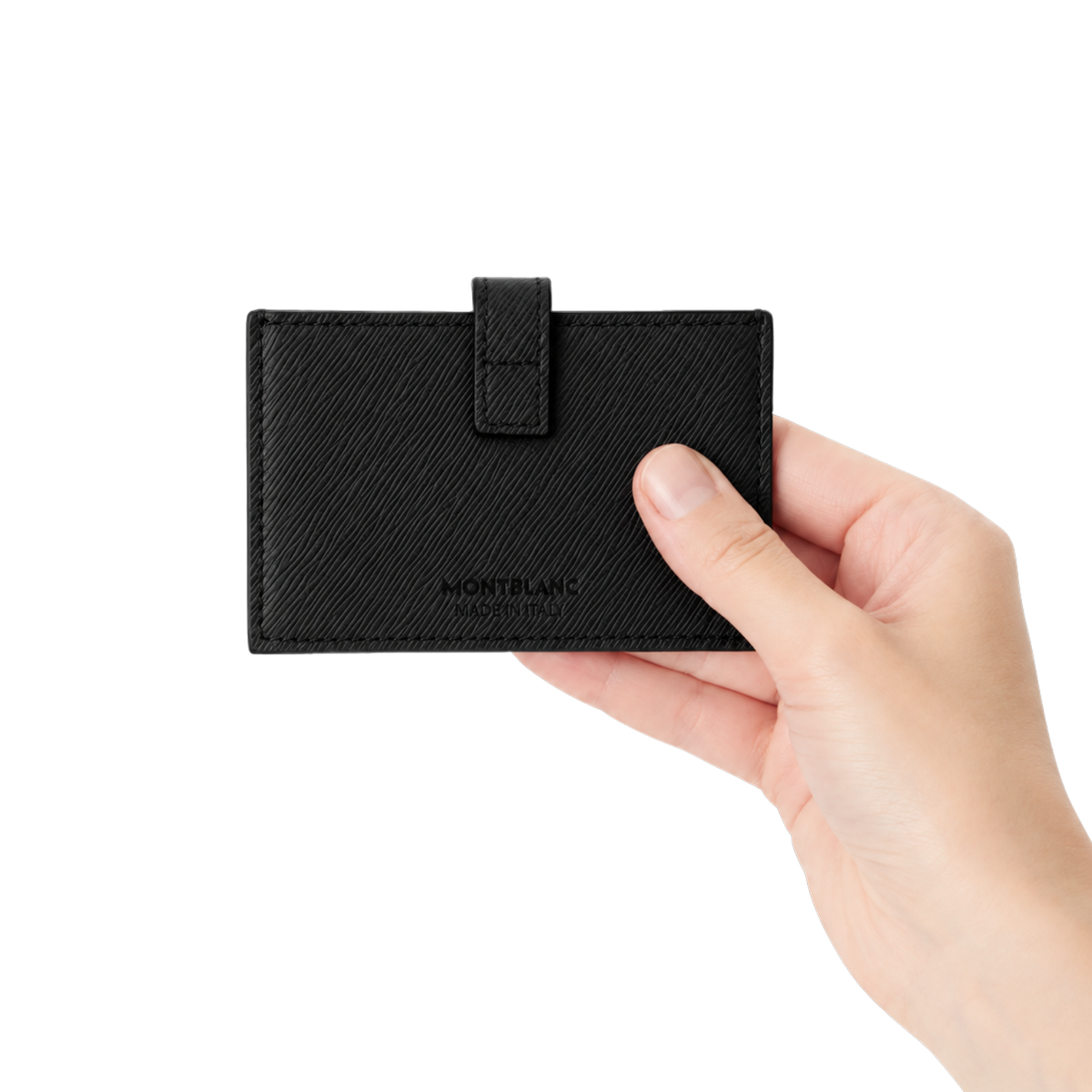 Montblanc Sartorial black leather card holder featuring five credit card slots, three additional pockets and a compact luxury design
