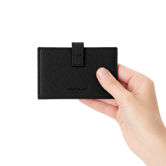 Montblanc Sartorial black leather card holder featuring five credit card slots, three additional pockets and a compact luxury design