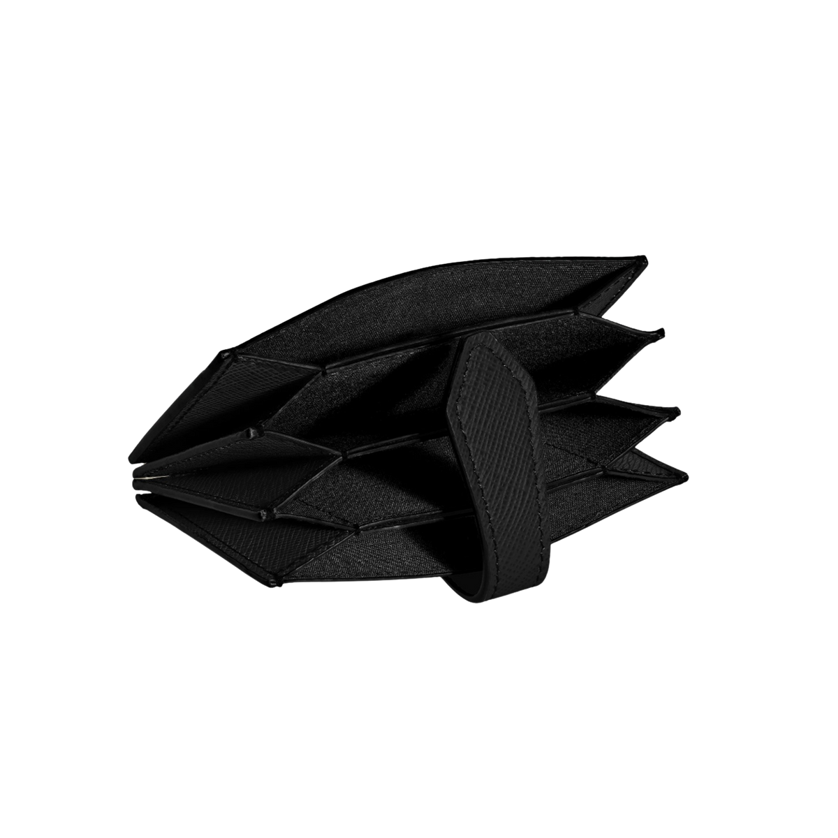 Montblanc Sartorial 5CC Card Holder in full-grain black Saffiano leather with secure press-button fastening and Montblanc detailing