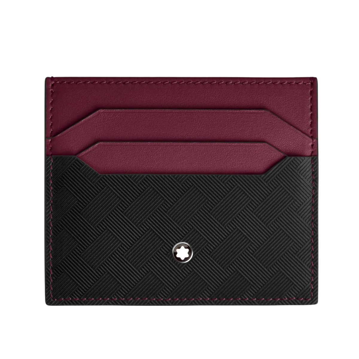 Front view Montblanc Extreme 3.0 6CC Card Holder Black and Cassis Leather