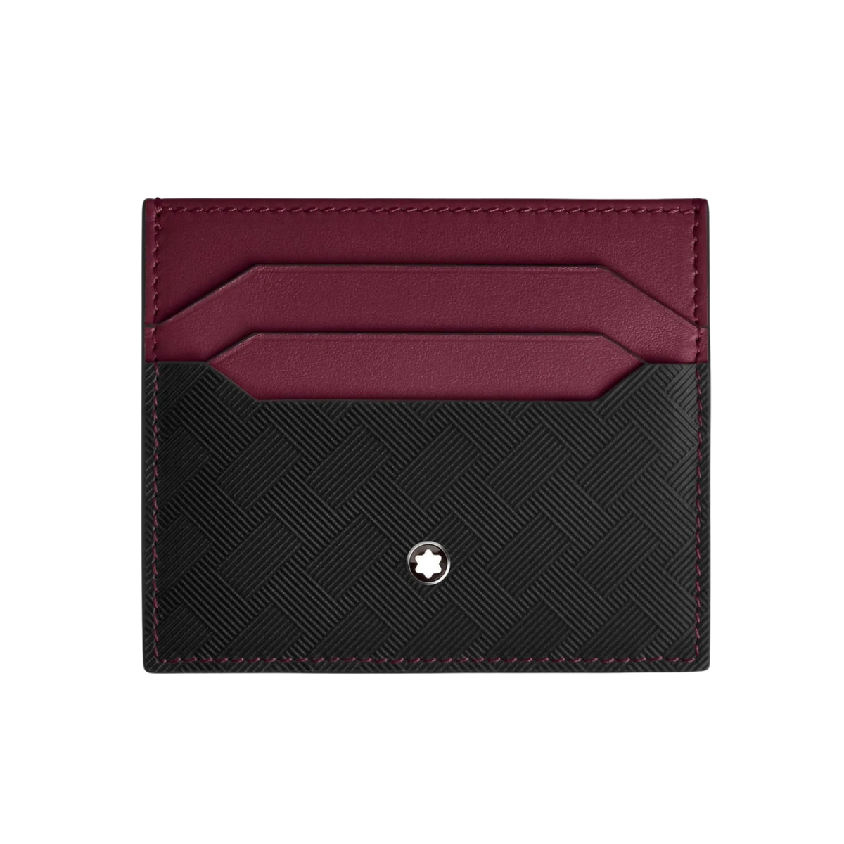 Front view Montblanc Extreme 3.0 6CC Card Holder Black and Cassis Leather