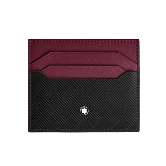 Front view Montblanc Extreme 3.0 6CC Card Holder Black and Cassis Leather
