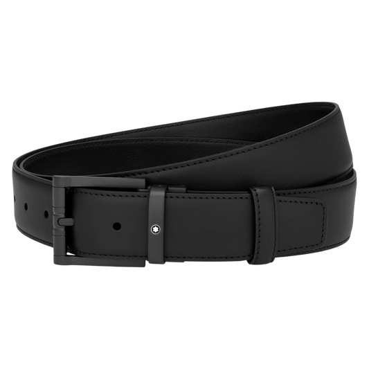 Montblanc PVD Black Leather Belt 30mm