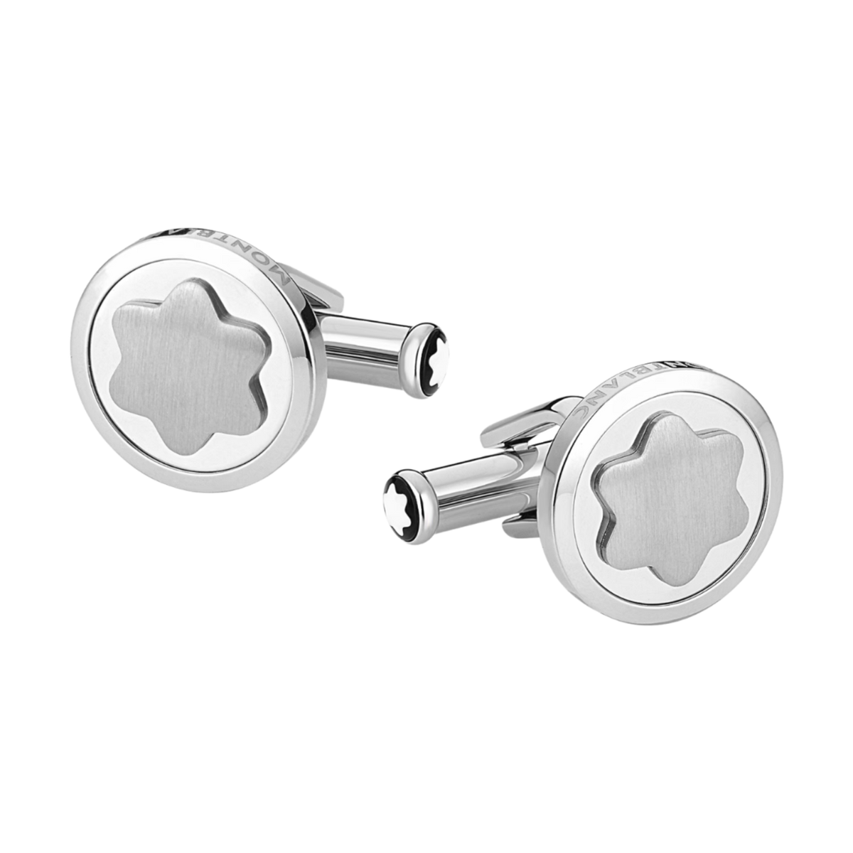 Front View Montblanc Star Cufflinks with Resin Inlay Stainless Steel