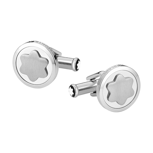 Front View Montblanc Star Cufflinks with Resin Inlay Stainless Steel