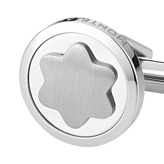 Close up of Montblanc Star Cufflinks with Resin Inlay Stainless Steel