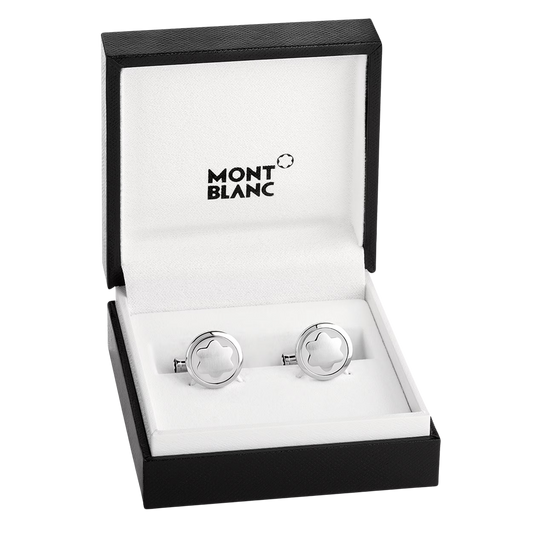 Montblanc Star Cufflinks with Resin Inlay Stainless Steel presented in a box
