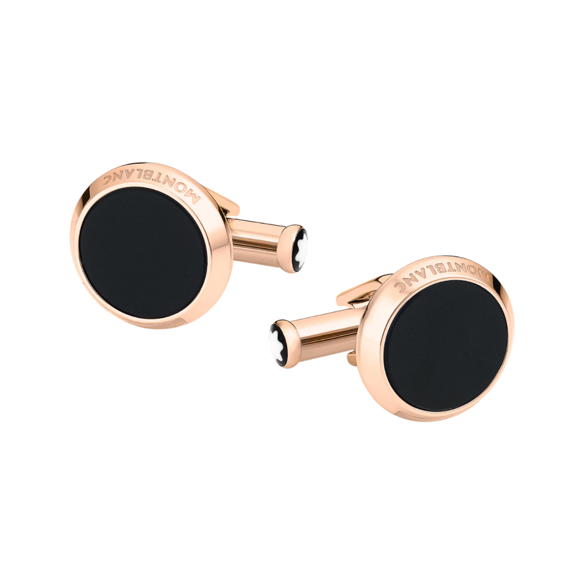 Front View of Montblanc Meisterstück Cufflinks with Onyx Inlay Stainless Steel 