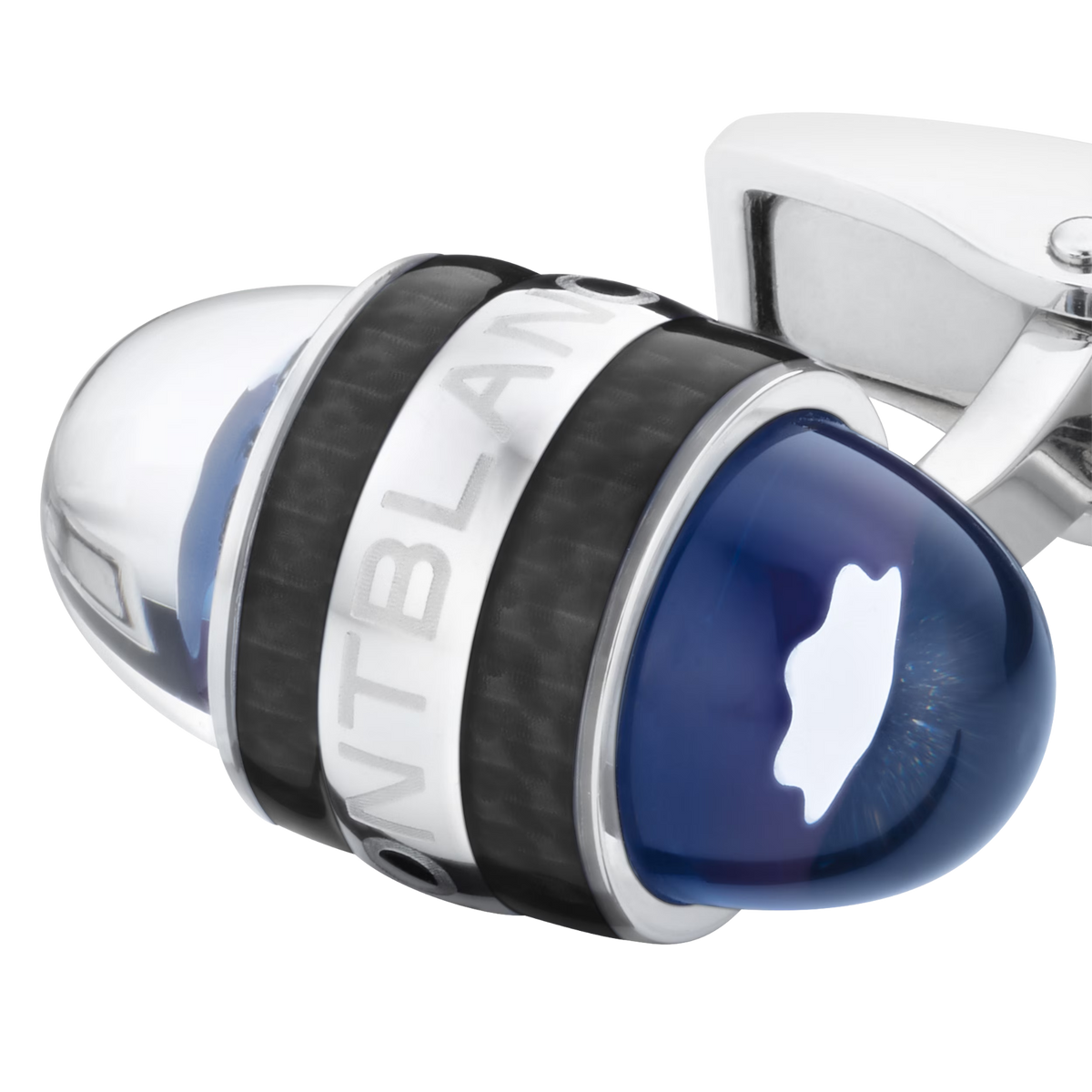 Close up view of Montblanc StarWalker Blue Planet Cufflinks Stainless Steel