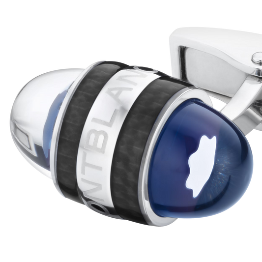 Close up view of Montblanc StarWalker Blue Planet Cufflinks Stainless Steel
