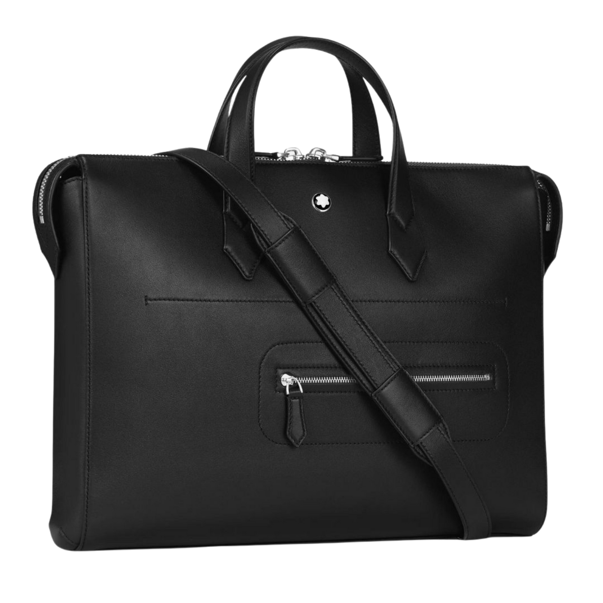 Montblanc Meisterstück Thin Document Case featuring a detachable and adjustable shoulder strap.