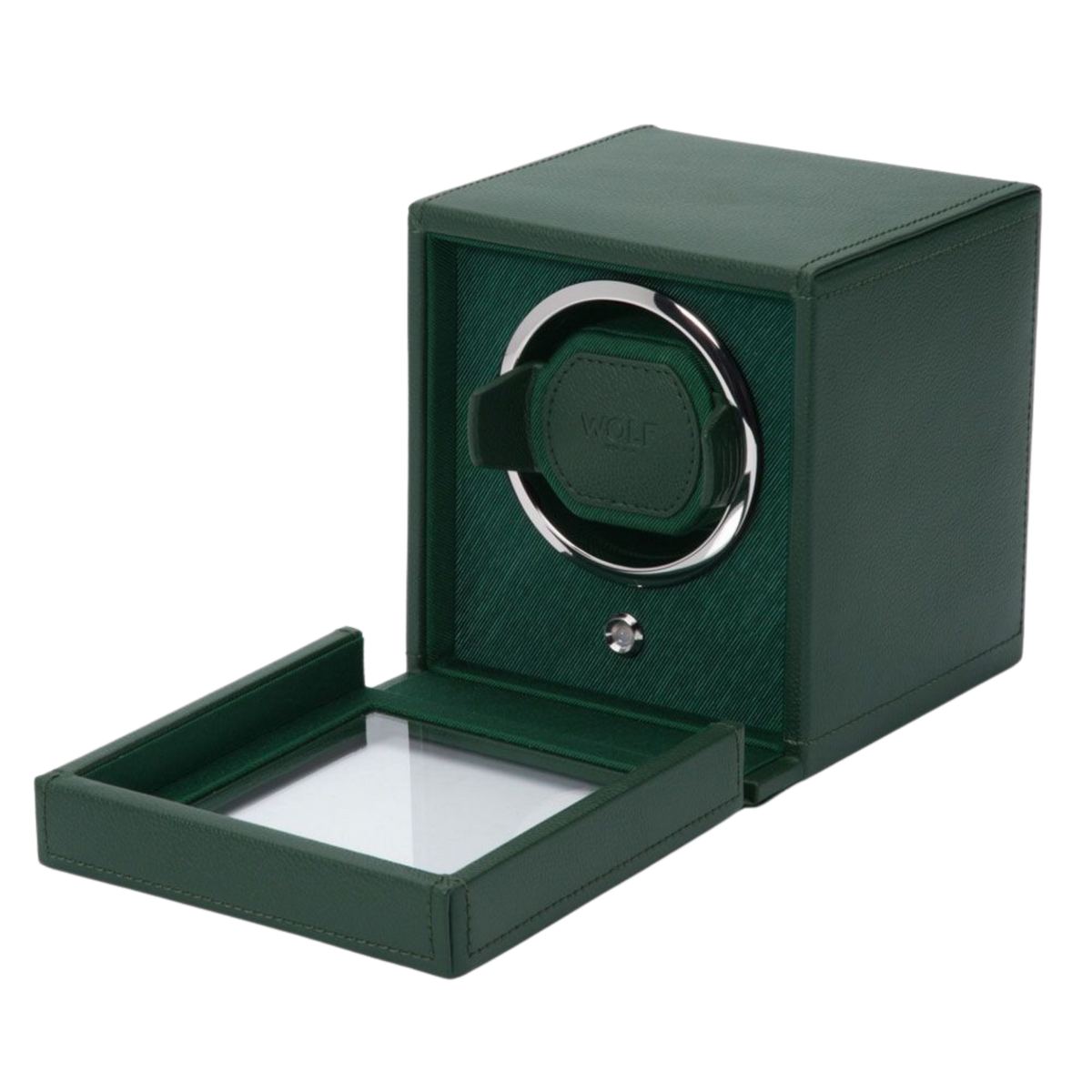 A fresh take on luxury watch storage, the WOLF Cub Watch Winder in green blends contemporary design with trusted winding performance for automatic timepieces.
