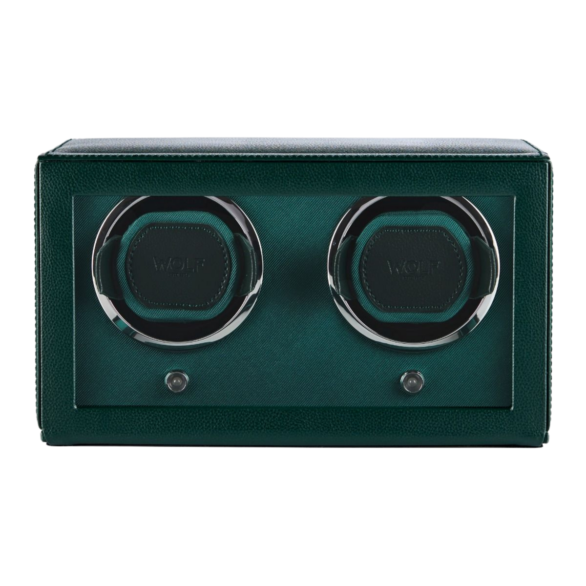 Styled in a contemporary interior setting, the WOLF Double Cub Winder in Green blends effortlessly into a modern dresser or bedside table. Its compact form and muted heritage-inspired colour make it both a functional device and a luxury décor accessory, keeping automatic watches powered, precise, and ready to wear.