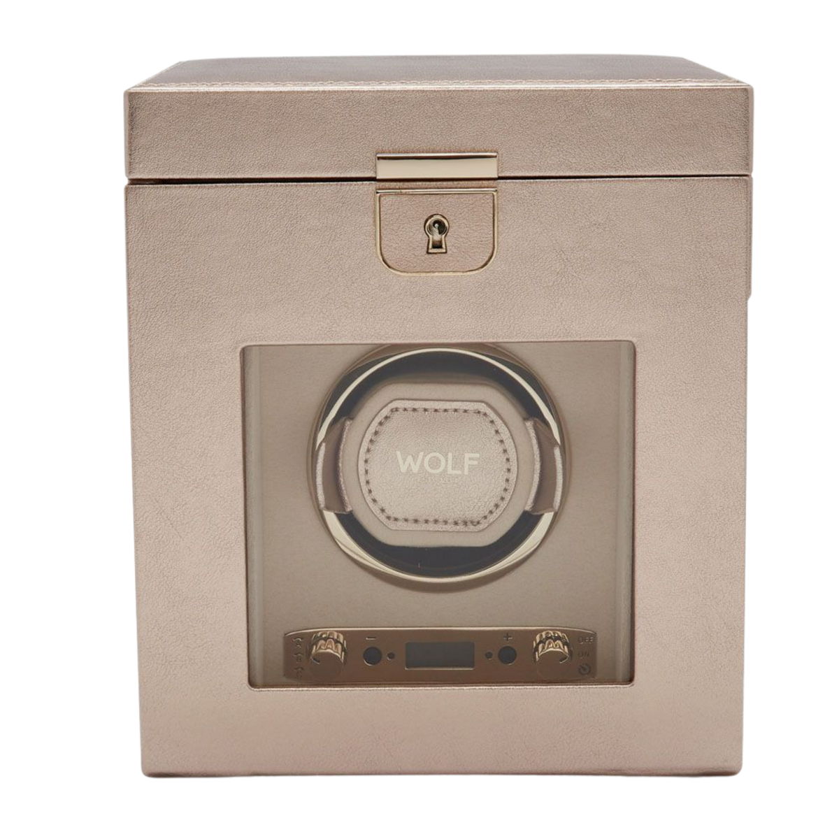 Styled within a sophisticated interior, the Wolf Palermo Single Watch Winder sits elegantly on a dresser, doubling as both a functional watch care device and a luxury display piece. Its discreet design and integrated storage make it ideal for collectors who value organisation, performance, and refined presentation.