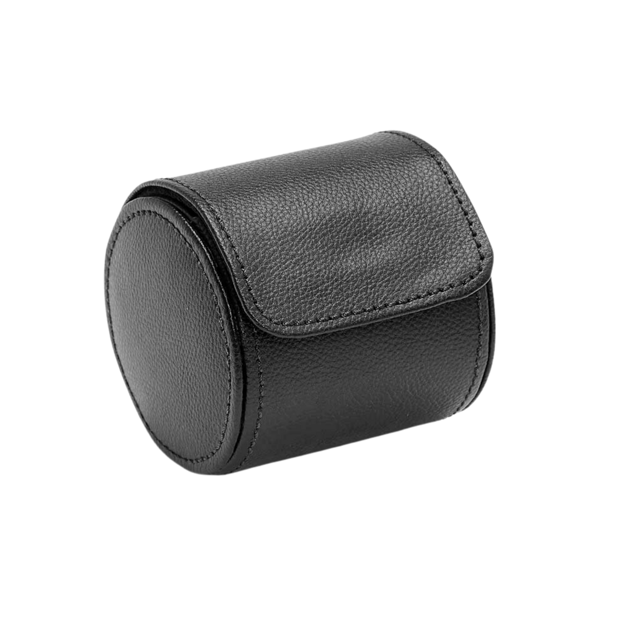 The WOLF 1834 British Racing Black Single Watch Roll showcases a refined motorsport-inspired design, wrapped in smooth vegan leather with subtle stitching and a structured cylindrical form. Compact yet protective, it delivers a premium way to store or transport a single luxury timepiece while maintaining a sleek, understated aesthetic.