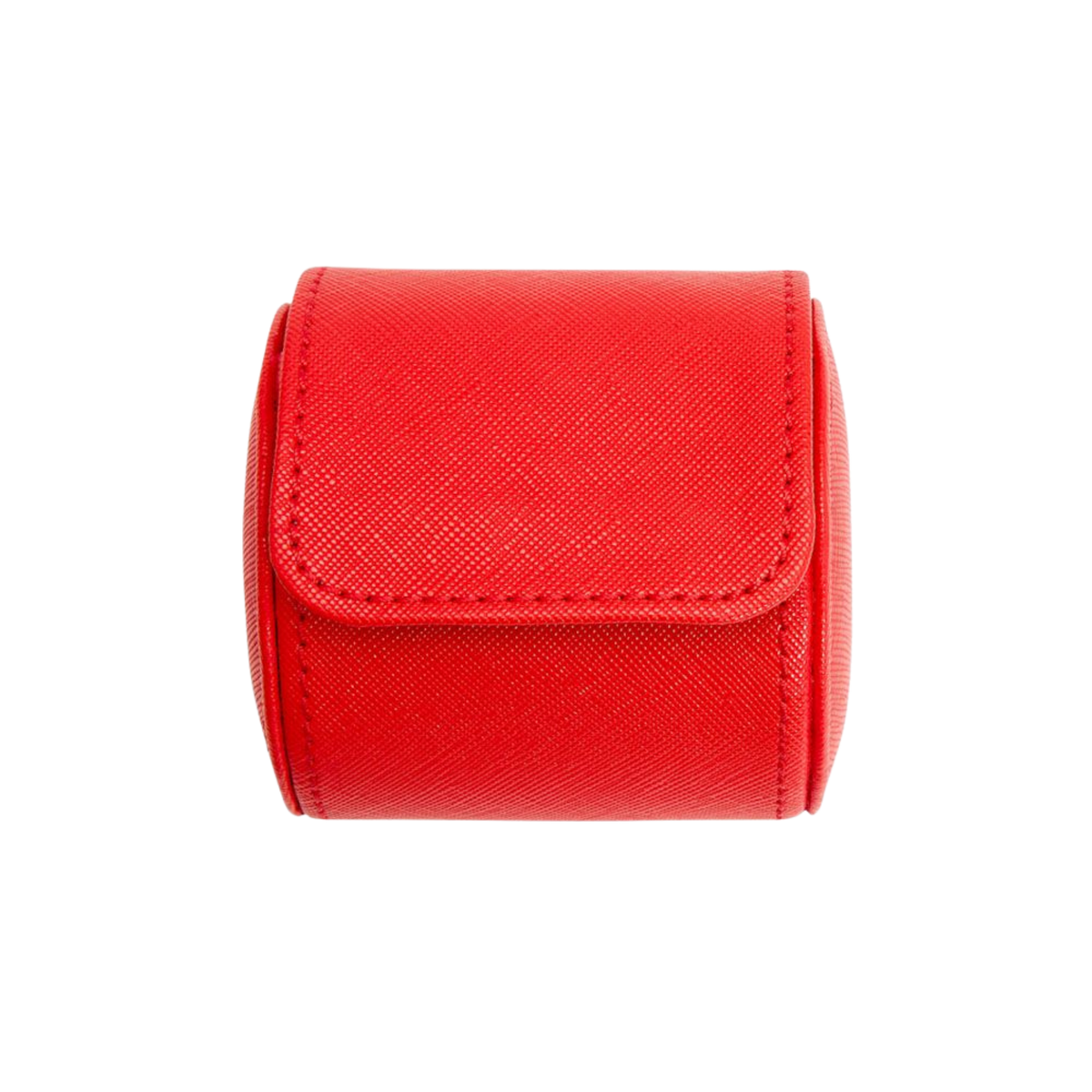 The Wolf Tutti Frutti Single Watch Roll in Red brings a bold, expressive twist to everyday watch protection. Finished in vibrant red vegan leather with a compact cylindrical shape, it stands out as a playful yet premium travel accessory designed for collectors who want function with personality.
