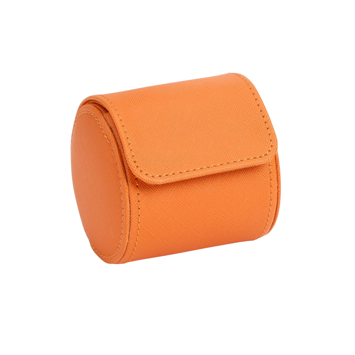 The Wolf Tutti Frutti Single Watch Roll in orange delivers a bold, modern look in a compact form.
Finished in smooth vegan leather, it brings colour and character to travel watch storage.
A small luxury piece designed to stand out rather than blend in.