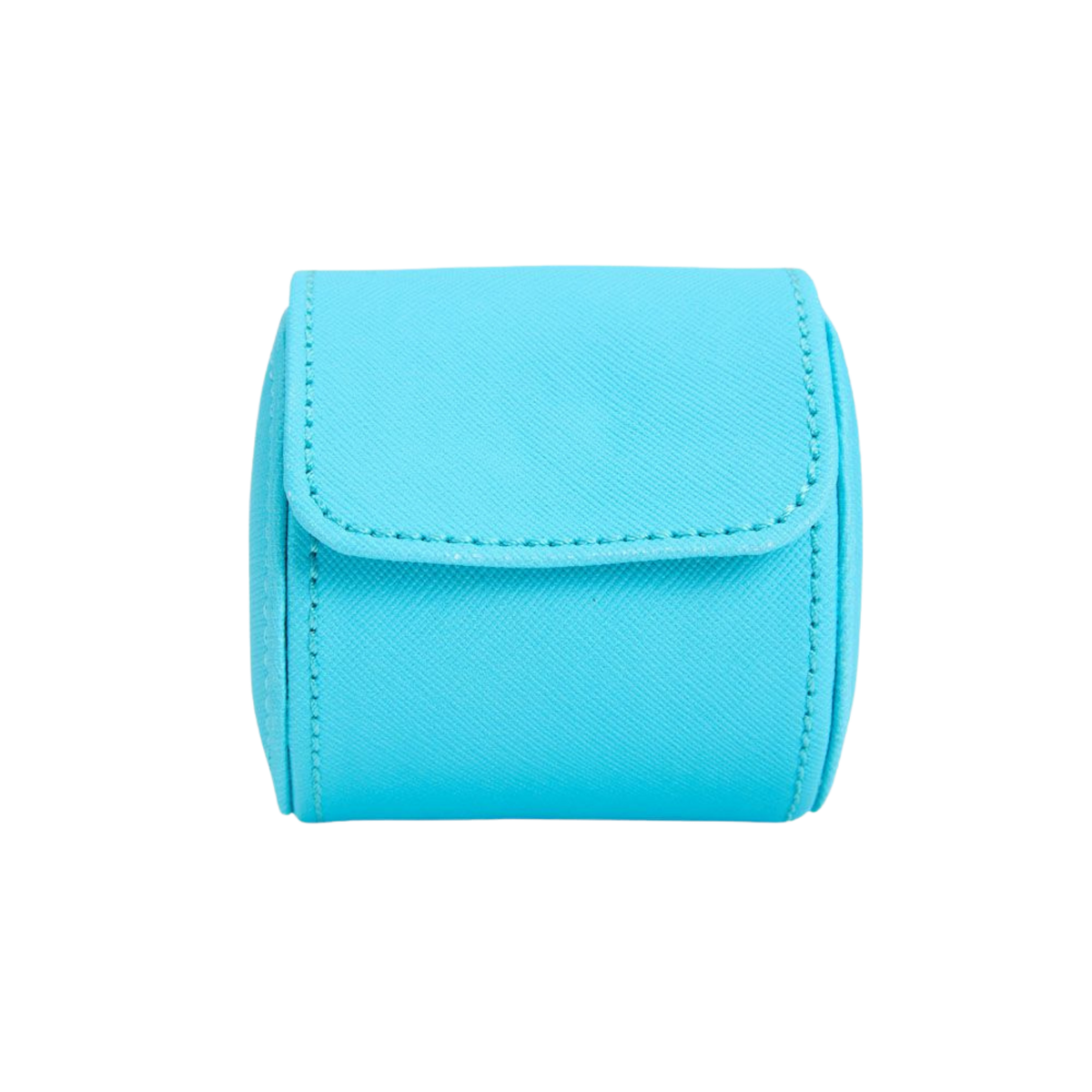 The turquoise vegan leather exterior has a smooth, structured finish that holds its shape well.
Precision stitching reinforces durability while maintaining a clean, refined look.
The overall build is lightweight yet strong enough for regular travel use.