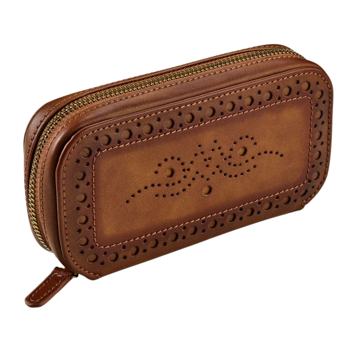 The Brogue 2 Piece Watch Zip Case in Burnished Brown takes inspiration from traditional brogue footwear, combining heritage styling with modern watch protection.
Its rich finish and distinctive detailing give the case a timeless look that feels equally at home on a dresser or packed for a weekend away.
