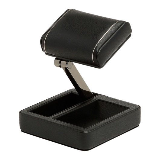 Designed for collectors on the move, this watch stand features WOLF's patented folding mechanism, allowing it to collapse flat for effortless transport.
Lightweight and compact, it slips neatly into the included travel pouch, making it ideal for business trips, holidays, and everyday travel.