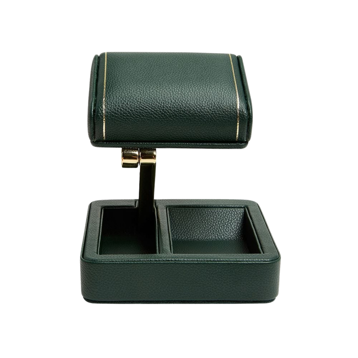 A soft padded cushion supports the watch securely while helping to protect it from scratches and unnecessary wear.
Whether holding a dress watch or a larger sports model, the stand keeps your timepiece elevated, accessible, and ready to wear.