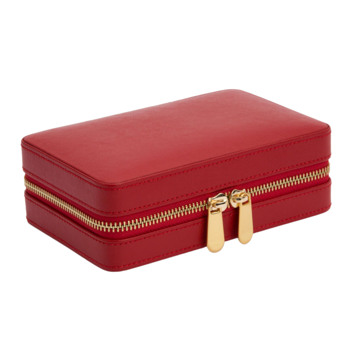 The Wolf Palermo Red Jewellery Zip Case is designed for jewellery lovers who never want to leave their favourite pieces behind.
Its vibrant red exterior and elegant gold-tone zip create a striking look, while the compact shape slips effortlessly into luggage, handbags, or carry-ons.
A stylish companion for weekends away, holidays, and everyday organisation.