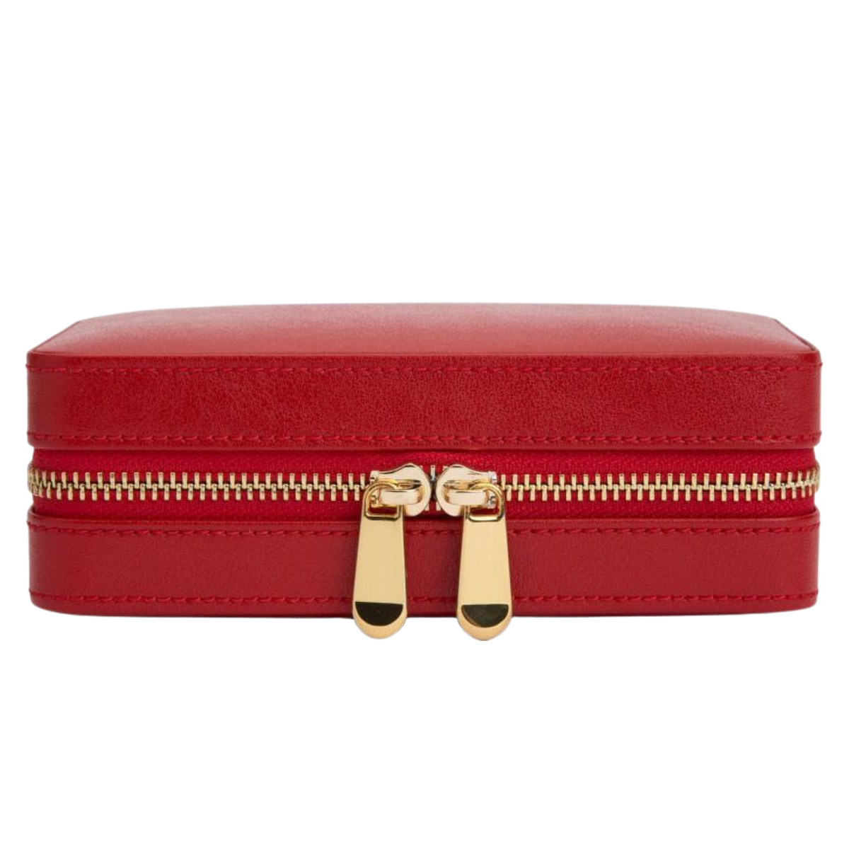 More than a travel accessory, the Palermo Zip Case makes a beautiful addition to a dressing table or wardrobe.
The rich red finish, soft curves, and polished gold accents bring a touch of colour and sophistication to any space while keeping treasured pieces safely stored and ready to wear.