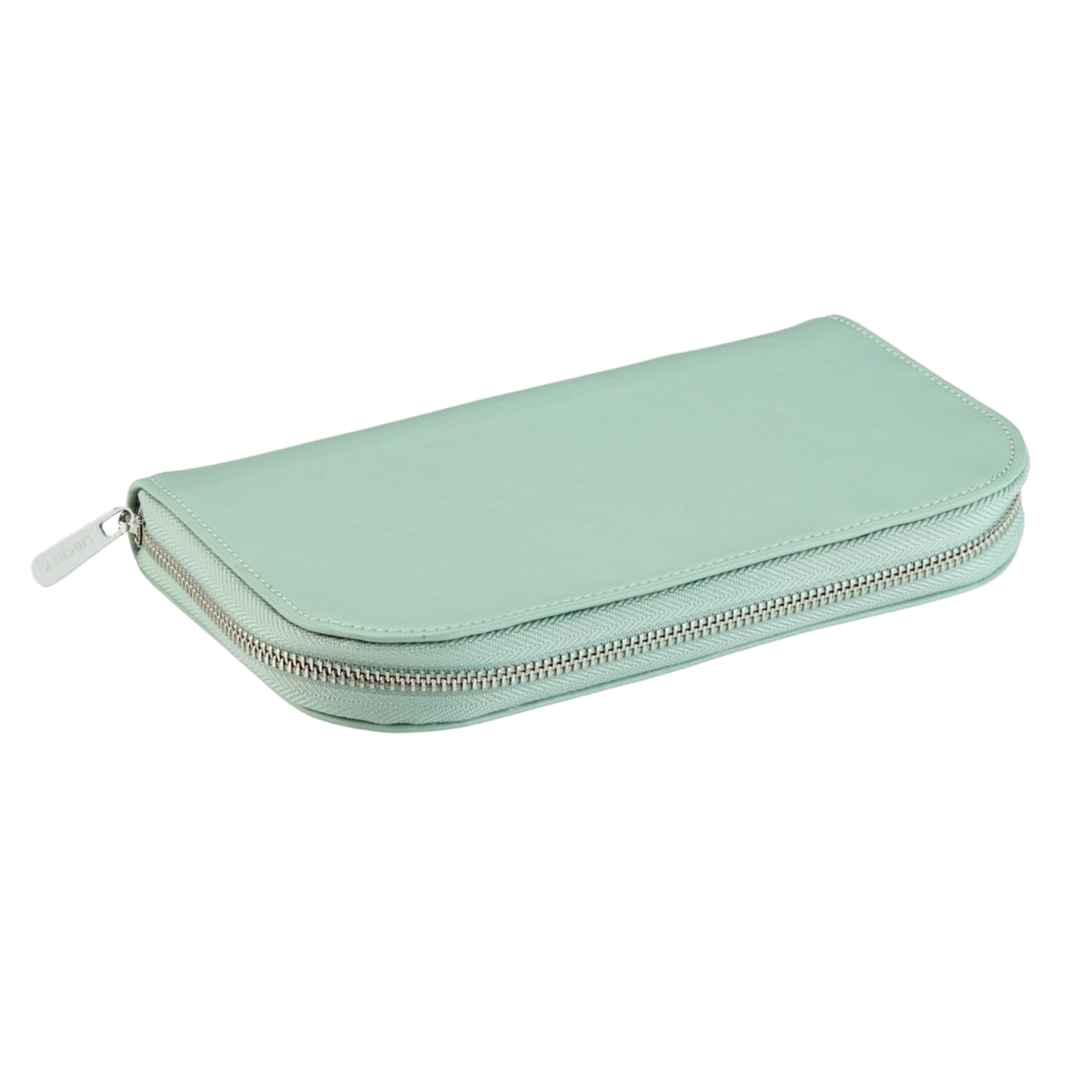 The Wolf x Liberty Travel Portfolio in Sage Green combines elegant British design with practical jewellery organisation, featuring a sleek travel-friendly profile and a soft sage finish inspired by Liberty’s timeless aesthetic.