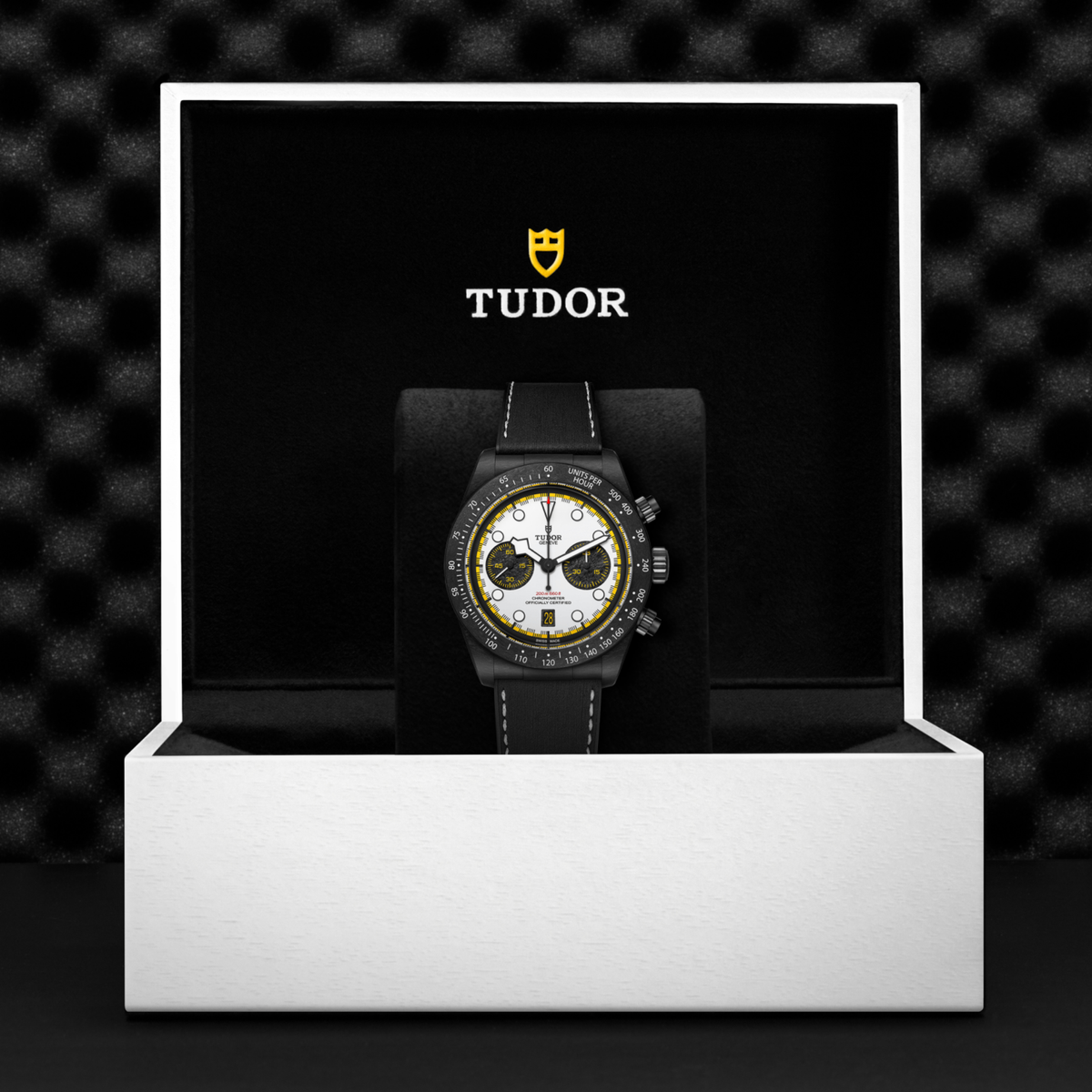 The Tudor Black Bay Chrono Carbon 26 delivers high performance watchmaking with its lightweight carbon composite case, striking white dial and COSC certified automatic chronograph movement. Designed for precision, durability and everyday versatility.
