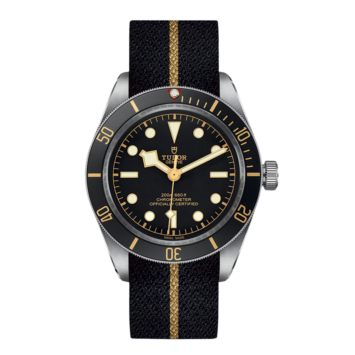 TUDOR Black Bay Fifty-Eight 39mm automatic watch with black dial and black fabric strap