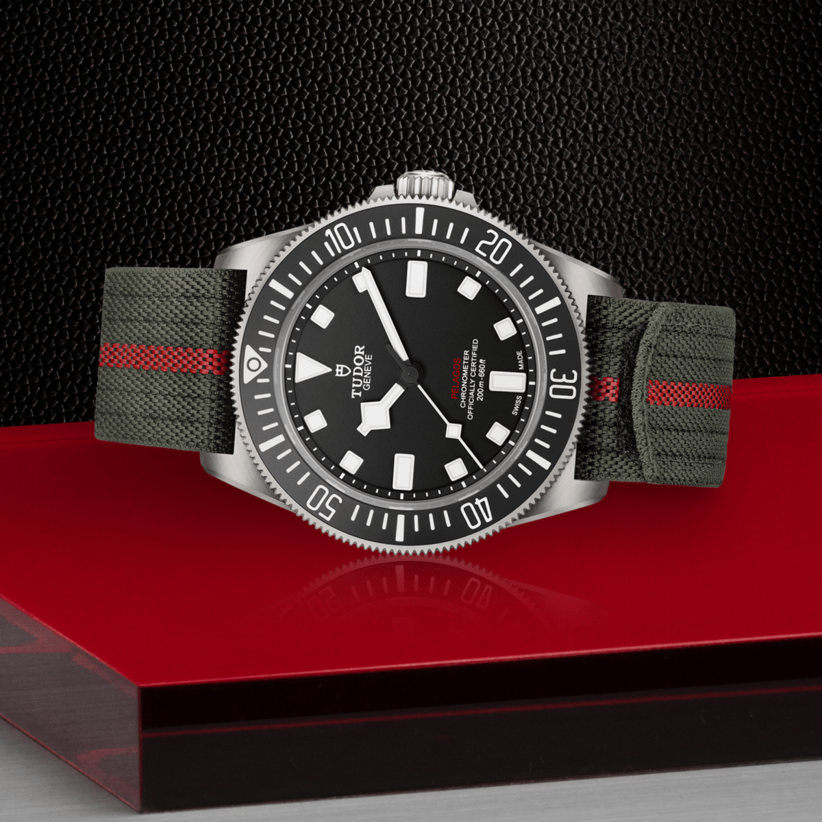 Tudor Pelagos displayed in its presentation box showcasing the premium packaging and interior finish