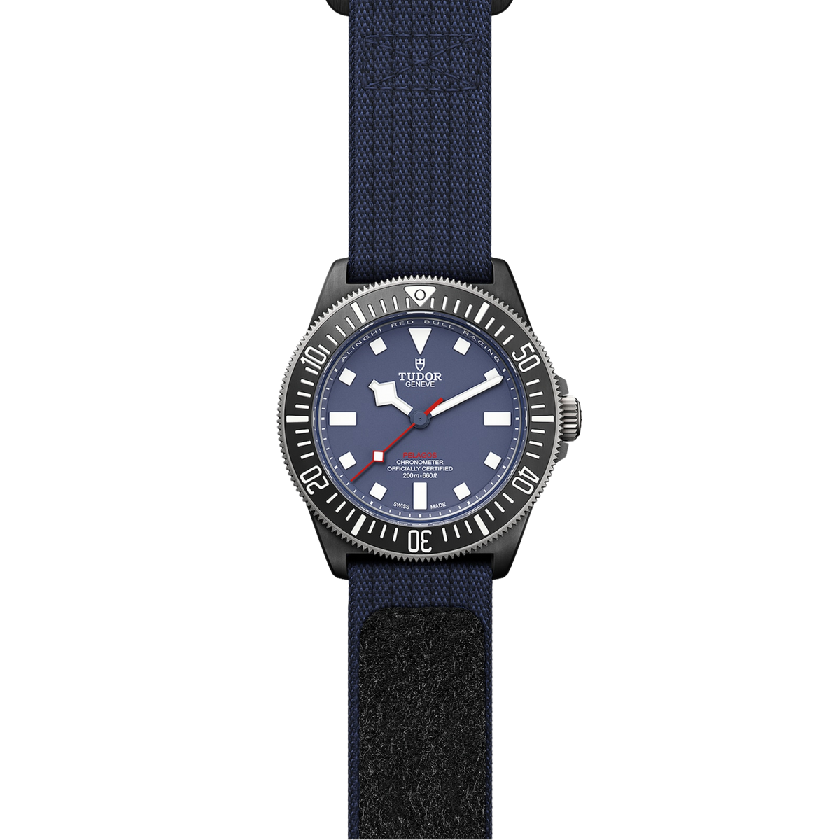 TUDOR Pelagos FXD 42mm automatic watch featuring a matte blue dial, black carbon composite case and titanium bezel