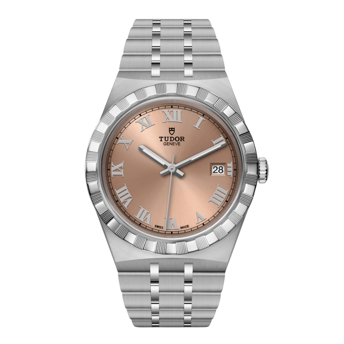 The Tudor Royal 38mm Salmon Dial Automatic Watch offers something a little different within the Royal collection.