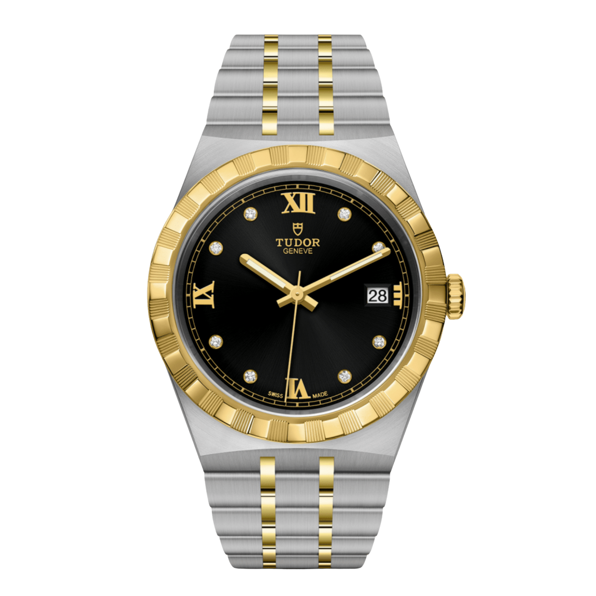 Tudor Royal 38mm Black Dial Diamond Watch blends timeless design with elevated detailing